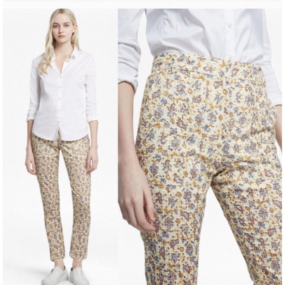 French Connection Womens Summer White Multi Niko Broderie Mini Trouser Size 2